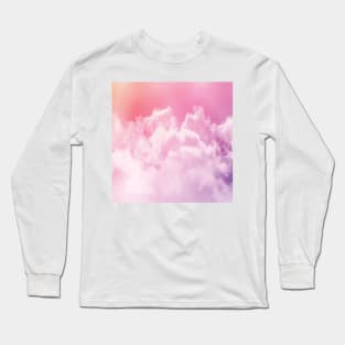 Pink fluffy cotton candy glow on cute and girly clouds Long Sleeve T-Shirt